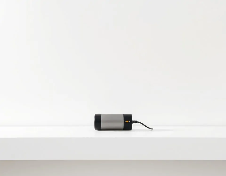 Un listón de persiana metálica y un motor tubular en un fondo neutro, ilustrando "Que sistemas de motorizacion para persianas metalicas son mas efectivos".